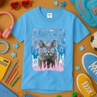 Dazed Cat With Glasses Kids T-Shirt thumb 3