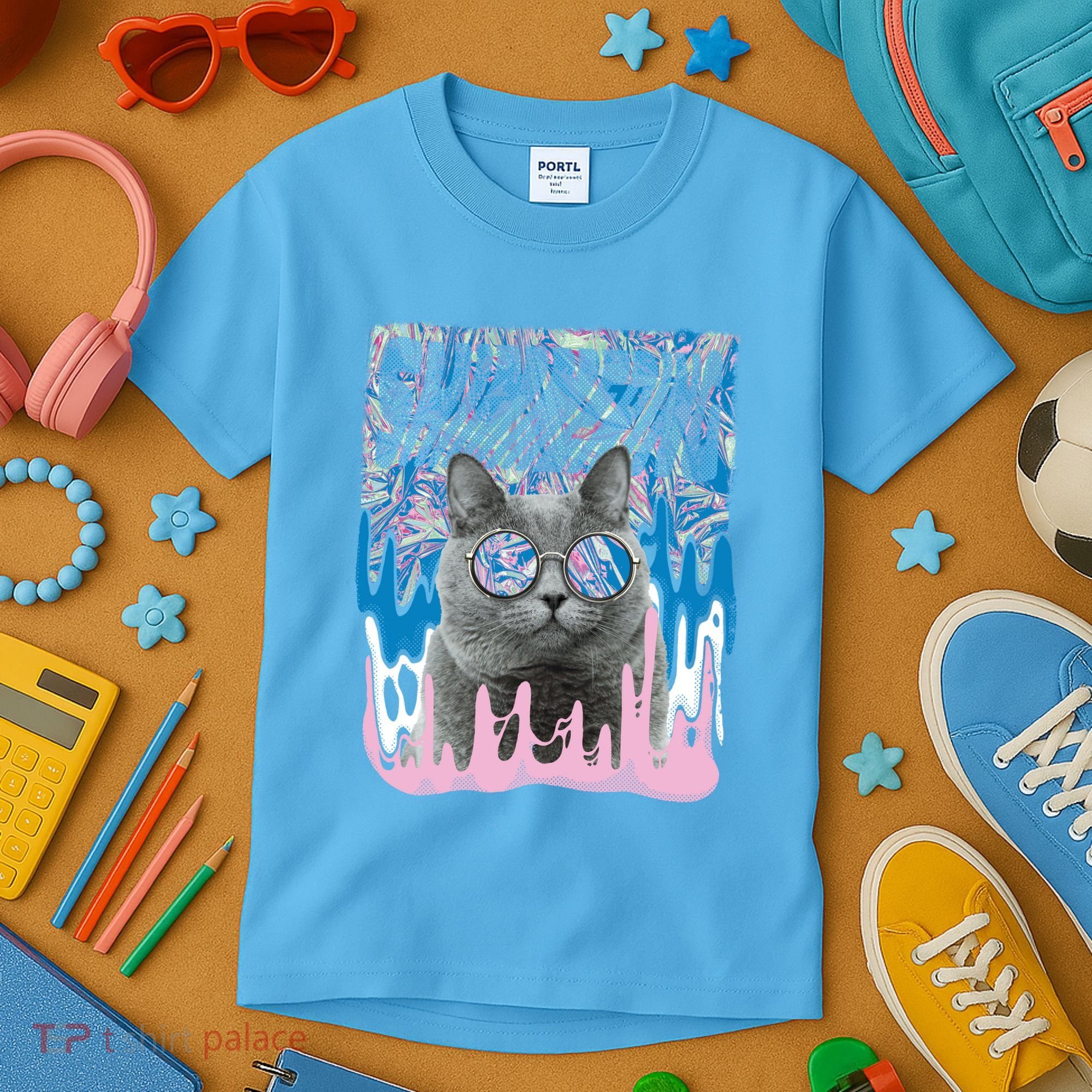 Dazed Cat With Glasses Kids T-Shirt