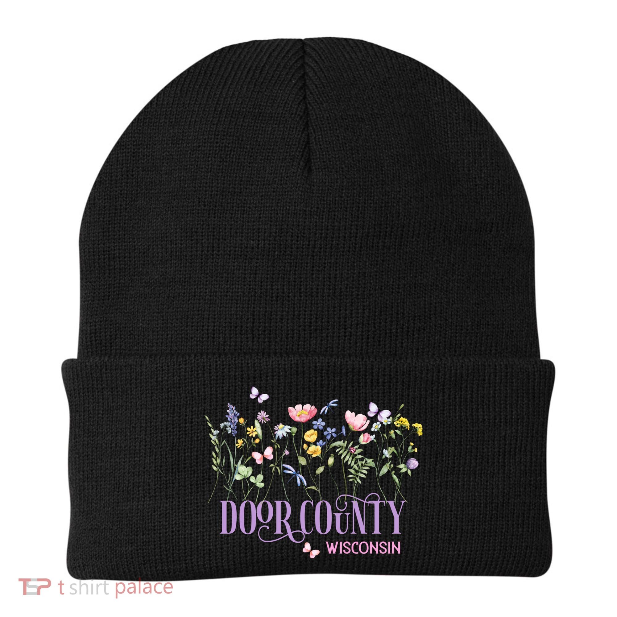 Door County Wisconsin Wildflowers Summer Vacation Souvenir Gift Beanie
