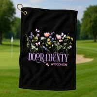 Door County Wisconsin Wildflowers Summer Vacation Souvenir Gift Golf Towel thumb 1