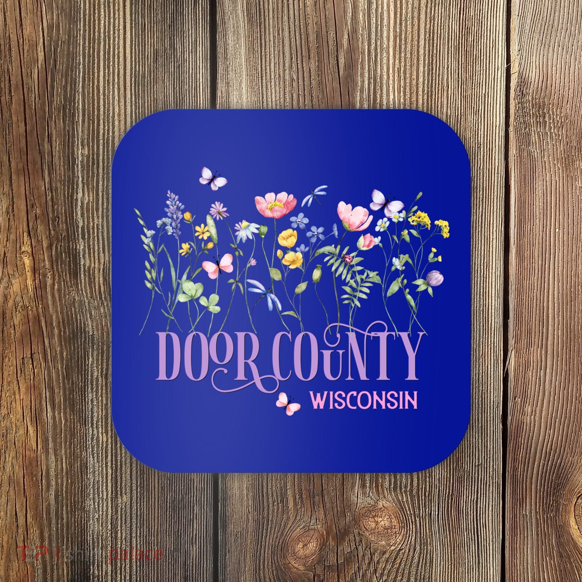 Door County Wisconsin Wildflowers Summer Vacation Souvenir Gift Coaster