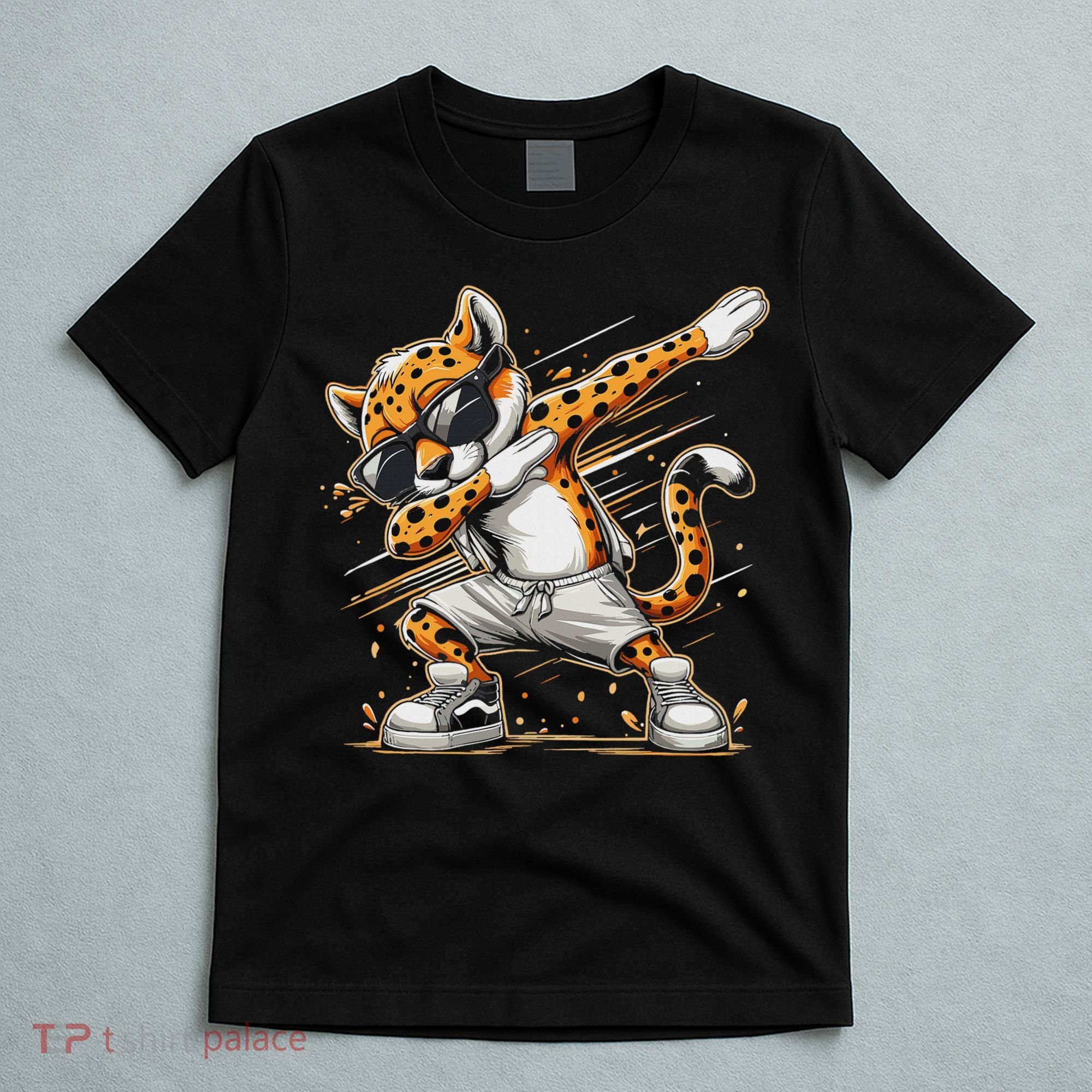 Dabbing Cheetah Wear Glasses Cute Funny Cheetah Animal T-Shirt