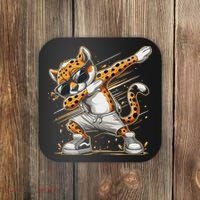 Dabbing Cheetah Wear Glasses Cute Funny Cheetah Animal Coaster thumb 0
