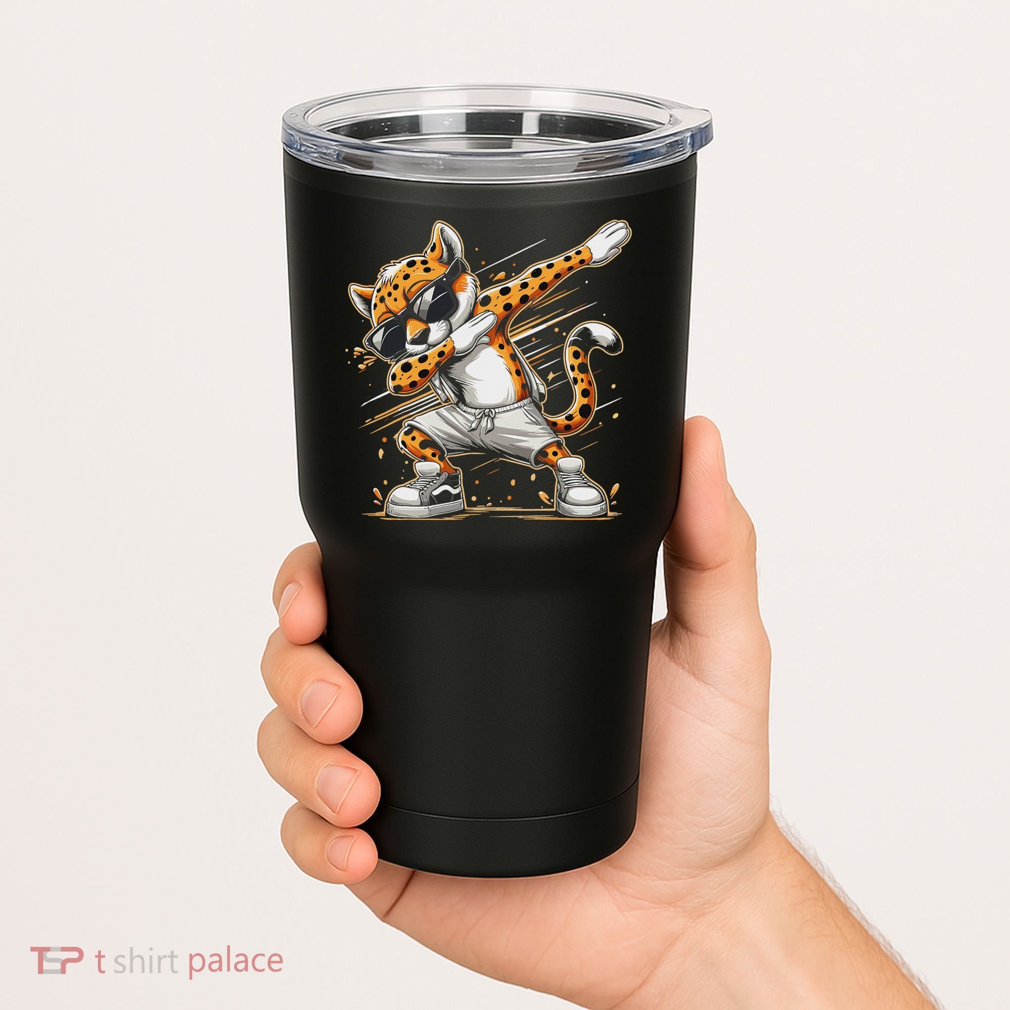 Dabbing Cheetah Wear Glasses Cute Funny Cheetah Animal Tumbler