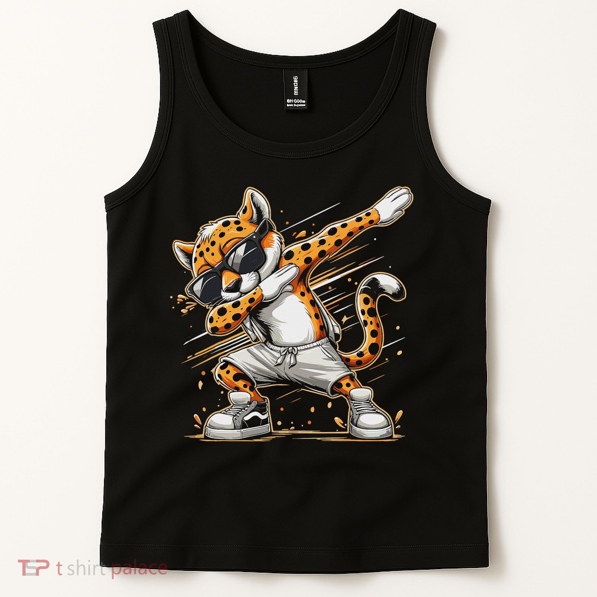 Dabbing Cheetah Wear Glasses Cute Funny Cheetah Animal Tank Top