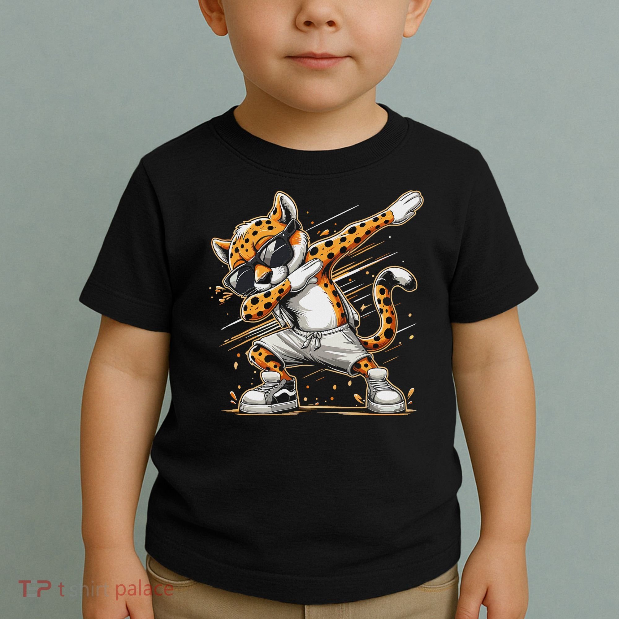 Dabbing Cheetah Wear Glasses Cute Funny Cheetah Animal Toddler T-Shirt
