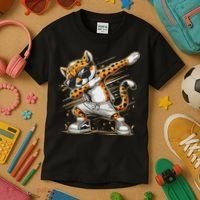 Dabbing Cheetah Wear Glasses Cute Funny Cheetah Animal Kids T-Shirt thumb 3