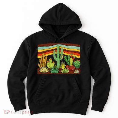 Desert Cactus Western Retro Hoodie