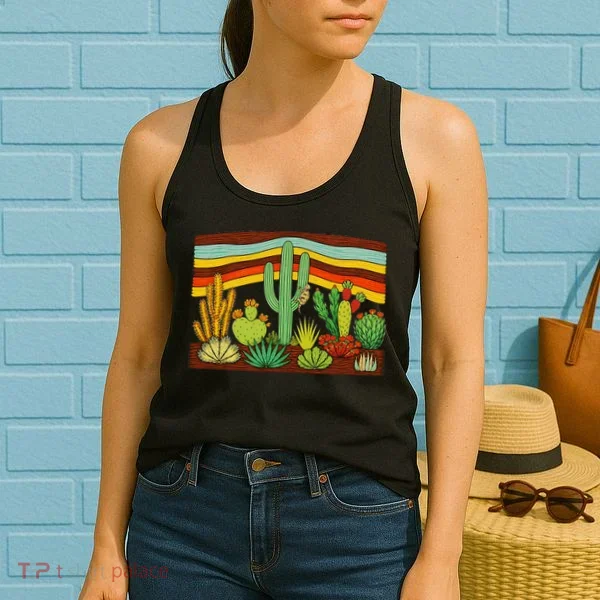 Desert Cactus Western Retro Women's Tank Top