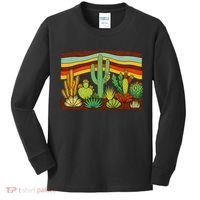Desert Cactus Western Retro Kids Long Sleeve Shirt thumb 0