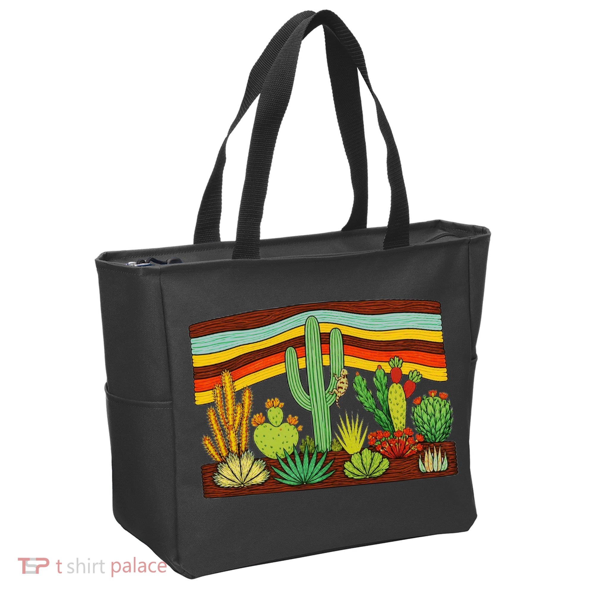 Desert Cactus Western Retro Tote Bag