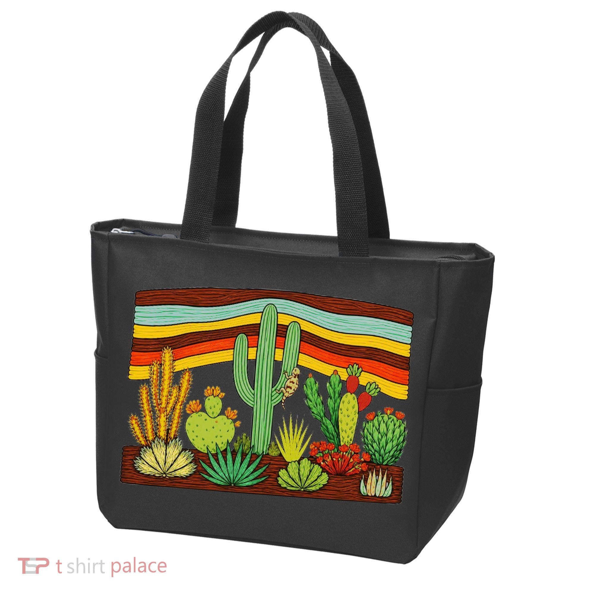 Desert Cactus Western Retro Tote Bag
