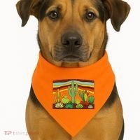 Desert Cactus Western Retro USA-Made Doggie Bandana thumb 1