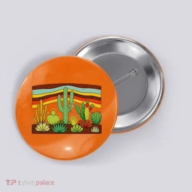 Desert Cactus Western Retro Button