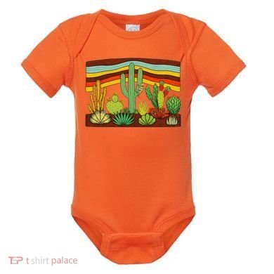 Desert Cactus Western Retro Baby Bodysuit
