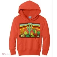 Desert Cactus Western Retro Kids Hoodie thumb 0