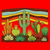 Desert Cactus Western Retro Santa Hat thumb 1