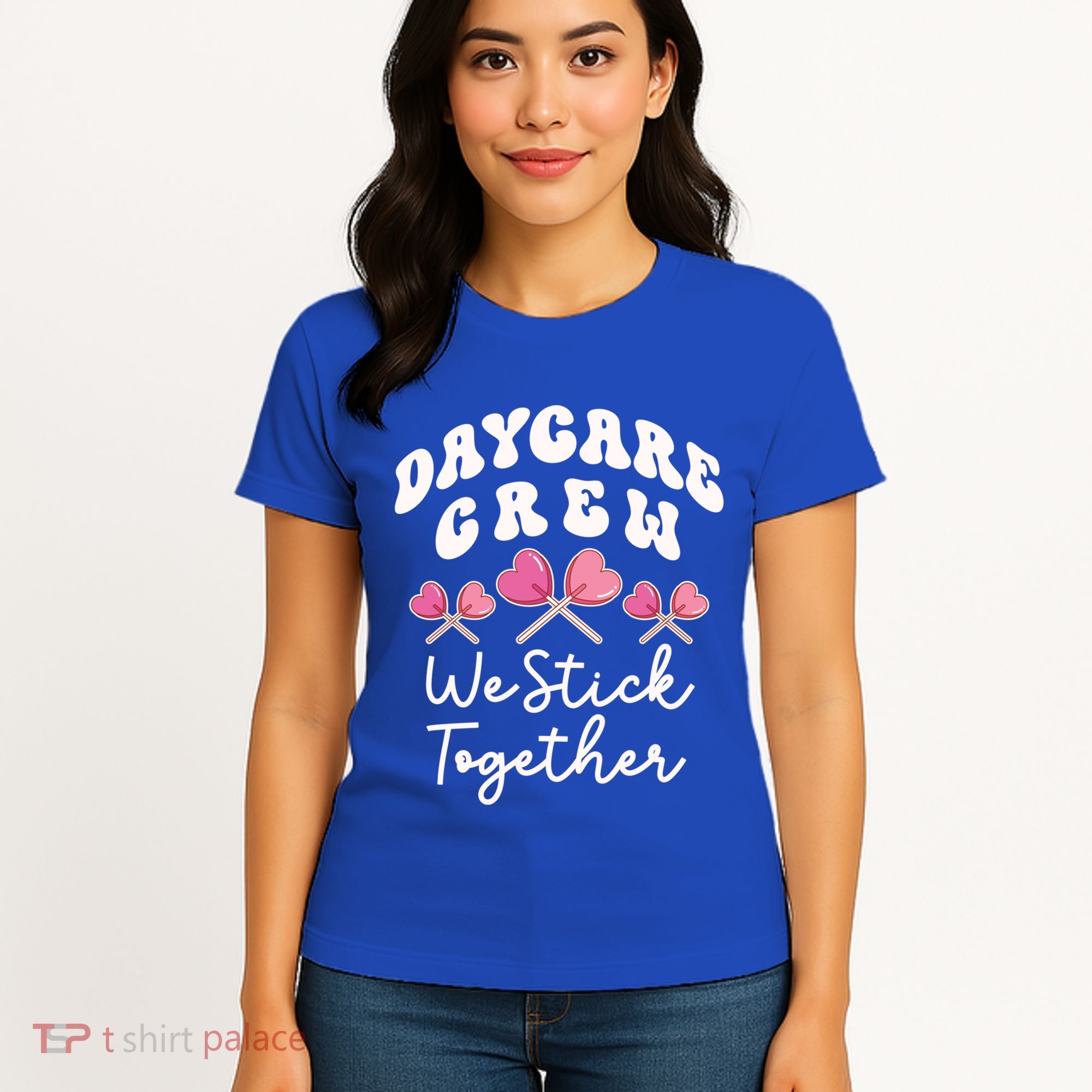 Daycare Crew We Stick Together Daycare Teacher Heart Sucker Cool Gift Women's T-Shirt