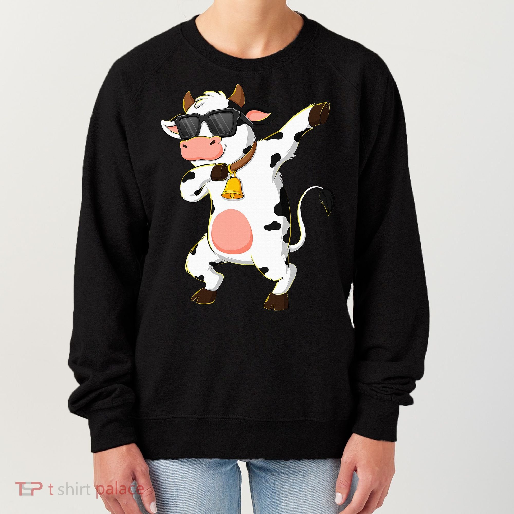 Dabbing Cow Wearing Sunglasses Dab Dance Women's Sweatshirt