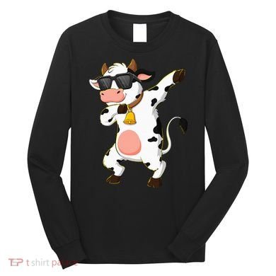 Dabbing Cow Wearing Sunglasses Dab Dance Long Sleeve Shirt