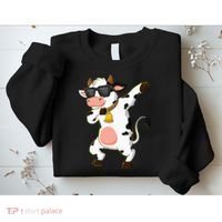 Dabbing Cow Wearing Sunglasses Dab Dance Sweatshirt thumb 2