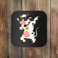 Dabbing Cow Wearing Sunglasses Dab Dance Coaster thumb 0