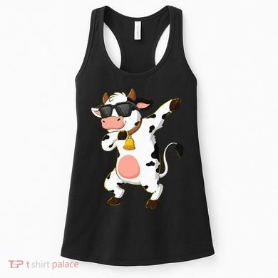 Dabbing Cow Wearing Sunglasses Dab Dance Women's Tank Top