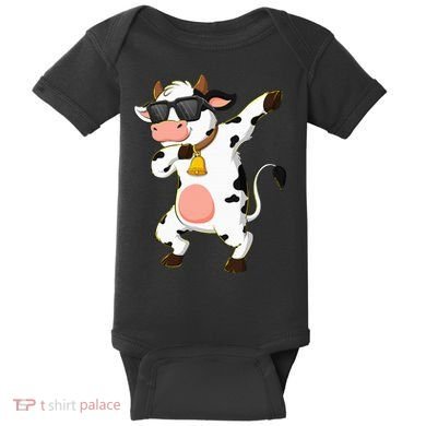 Dabbing Cow Wearing Sunglasses Dab Dance Baby Bodysuit
