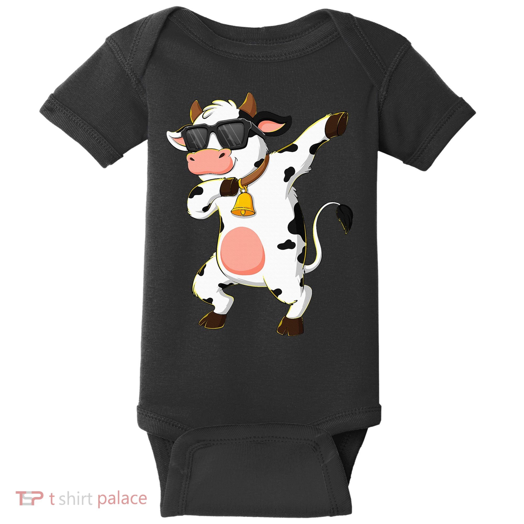 Dabbing Cow Wearing Sunglasses Dab Dance Baby Bodysuit