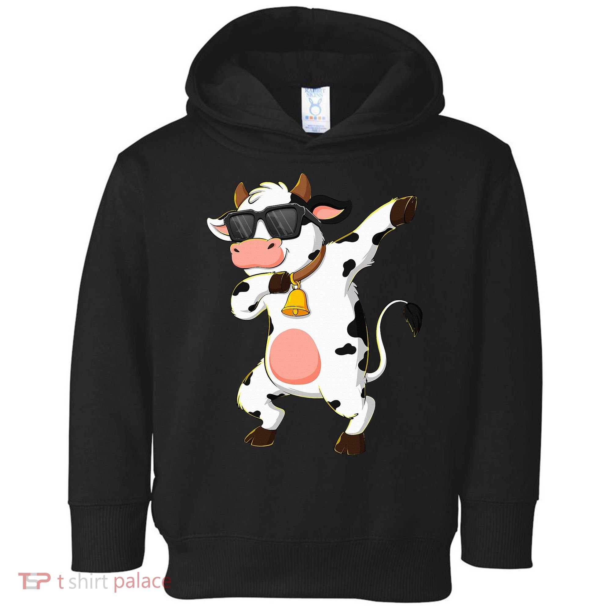Dabbing Cow Wearing Sunglasses Dab Dance Toddler Hoodie