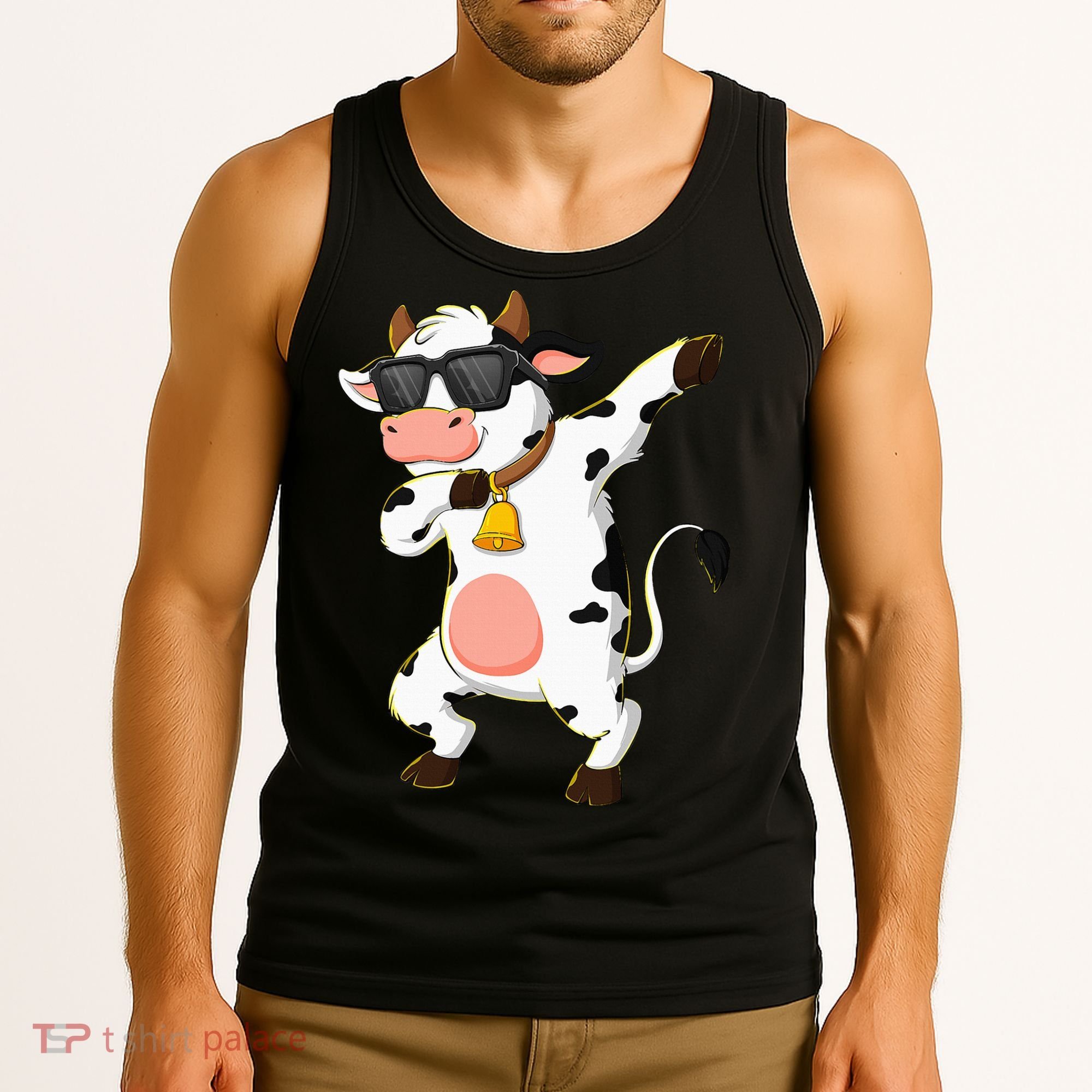 Dabbing Cow Wearing Sunglasses Dab Dance Tank Top