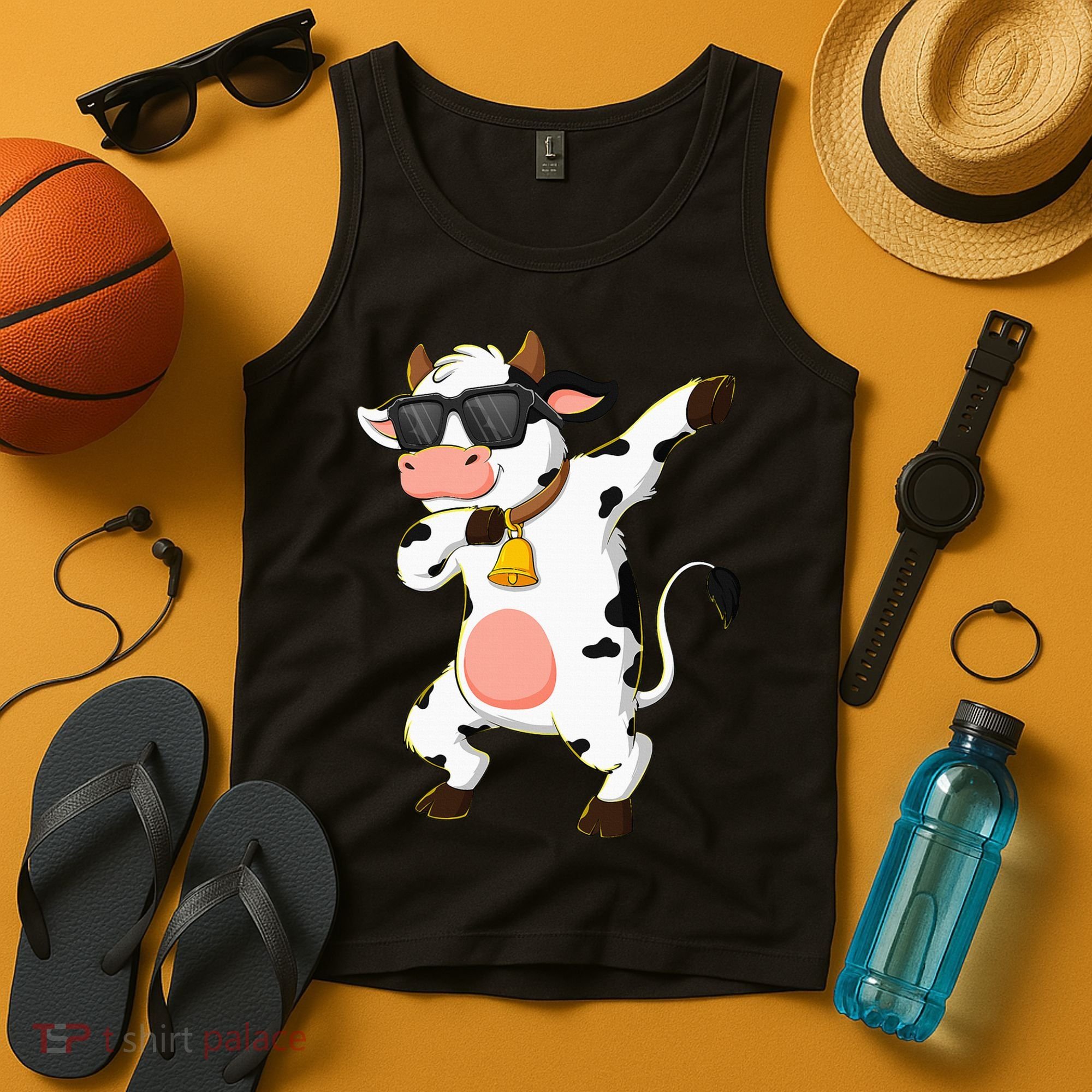 Dabbing Cow Wearing Sunglasses Dab Dance Tank Top