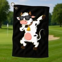 Dabbing Cow Wearing Sunglasses Dab Dance Golf Towel thumb 1