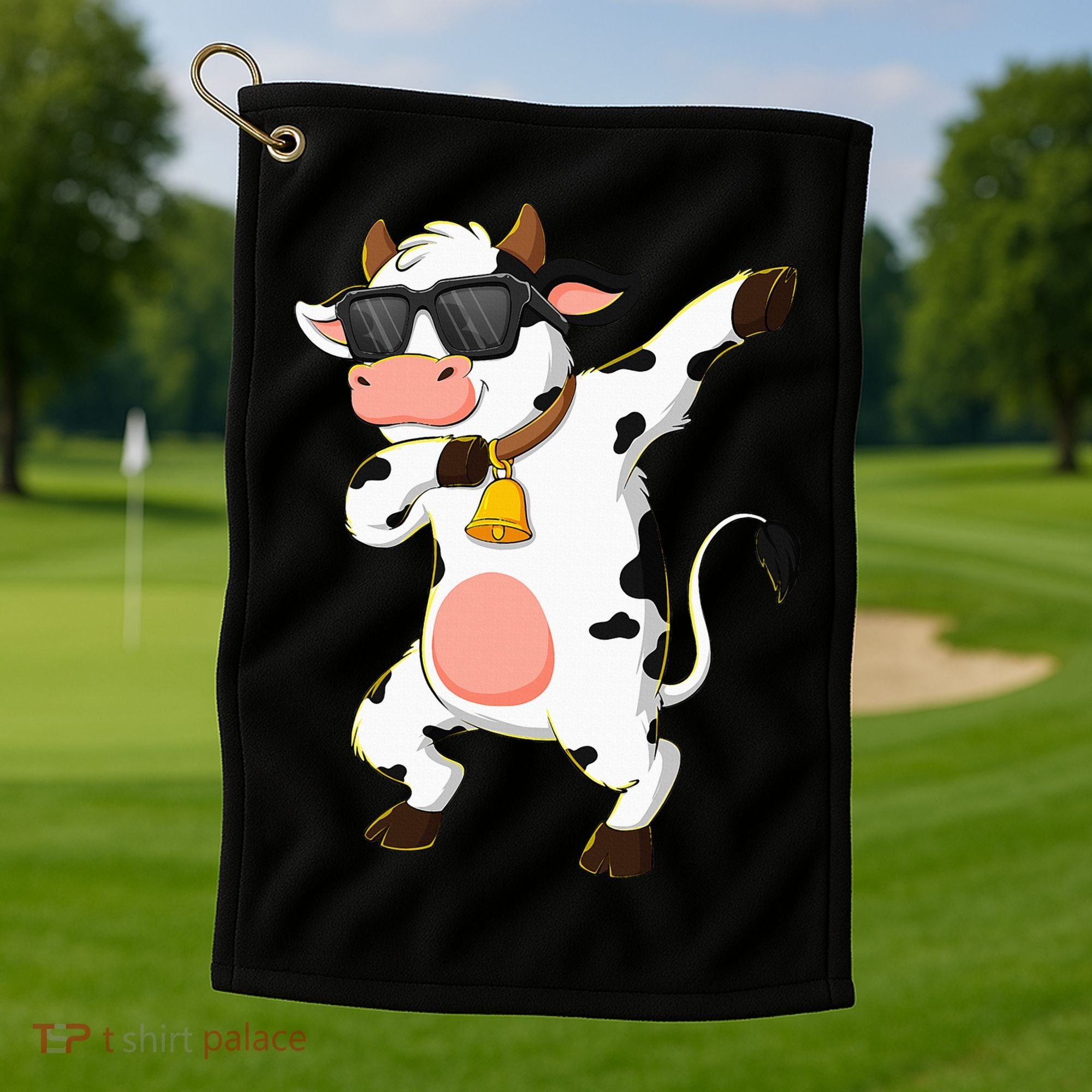 Dabbing Cow Wearing Sunglasses Dab Dance Golf Towel