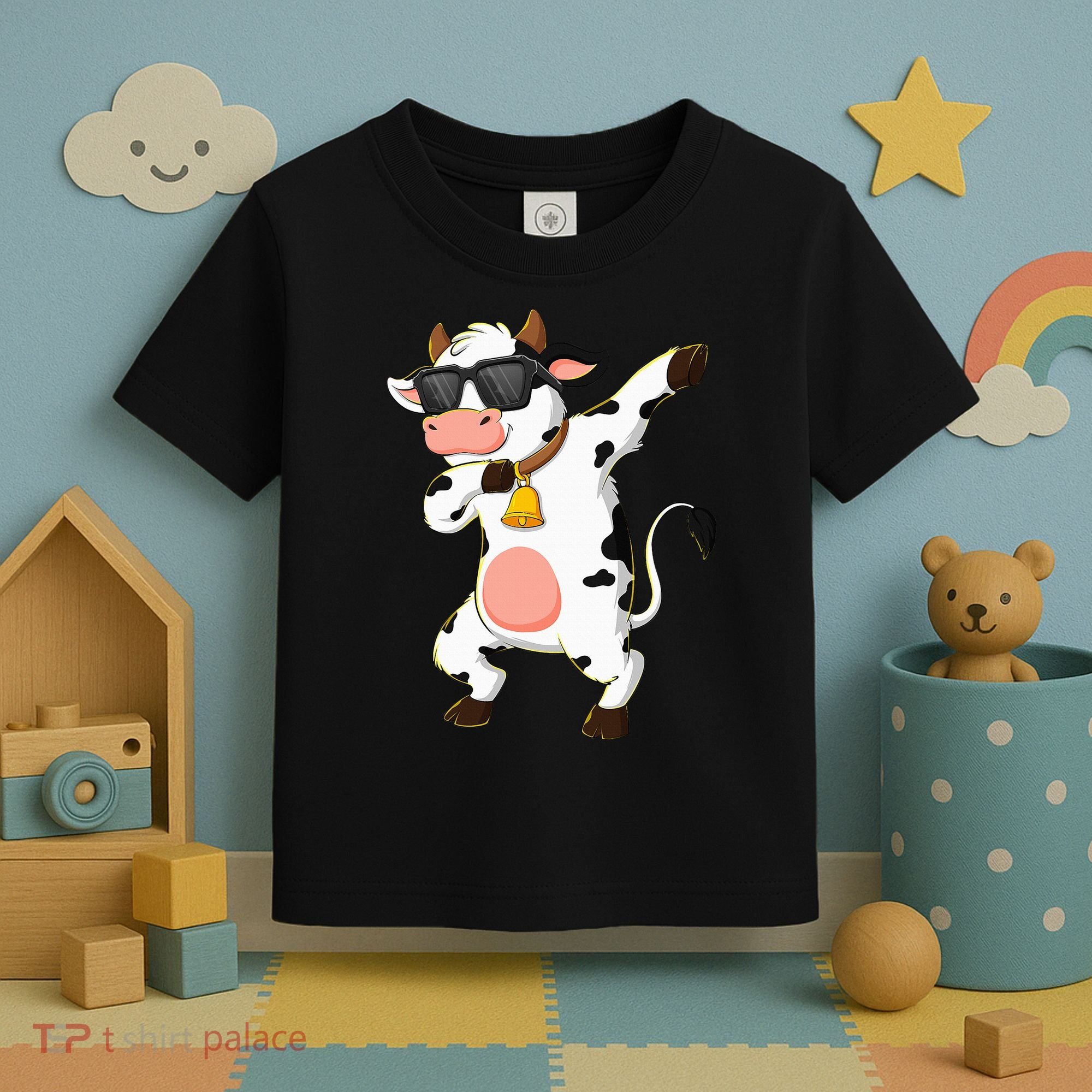 Dabbing Cow Wearing Sunglasses Dab Dance Toddler T-Shirt