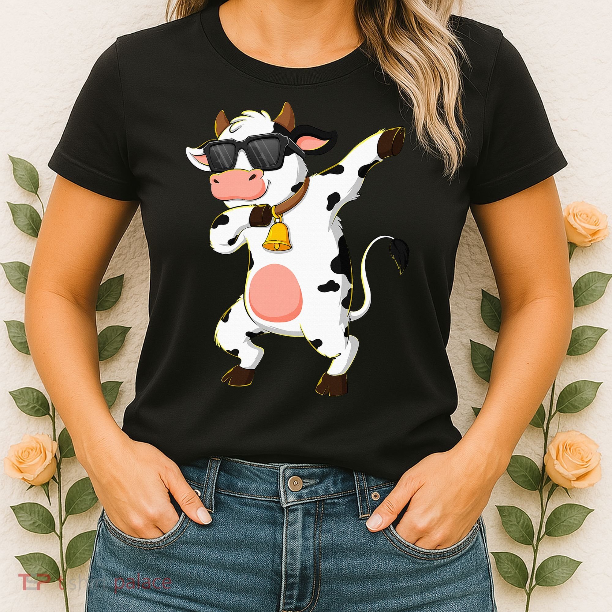 Dabbing Cow Wearing Sunglasses Dab Dance Women's T-Shirt