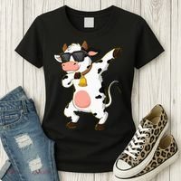 Dabbing Cow Wearing Sunglasses Dab Dance Women's T-Shirt thumb 3
