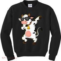 Dabbing Cow Wearing Sunglasses Dab Dance Kids Sweatshirt thumb 0