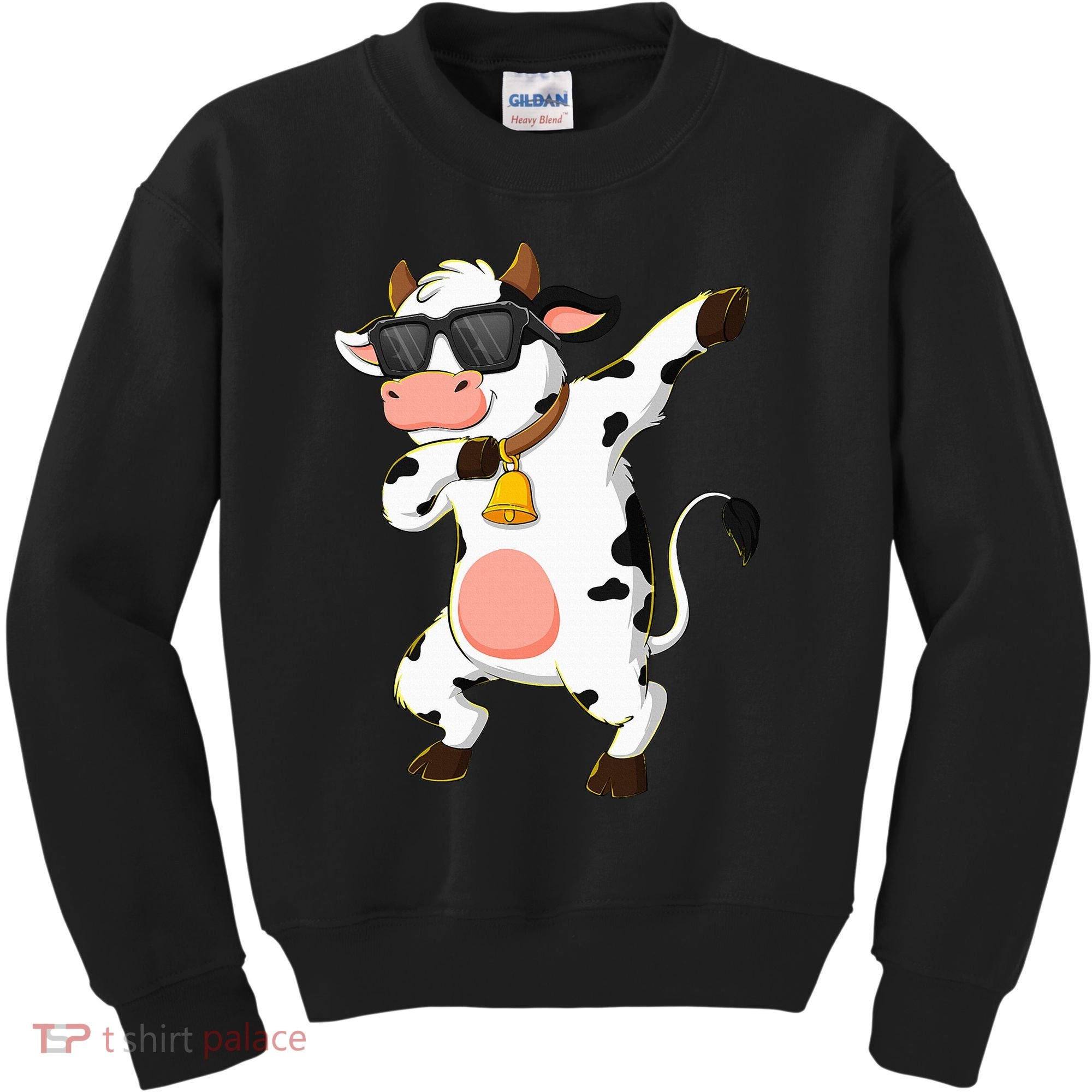 Dabbing Cow Wearing Sunglasses Dab Dance Kids Sweatshirt