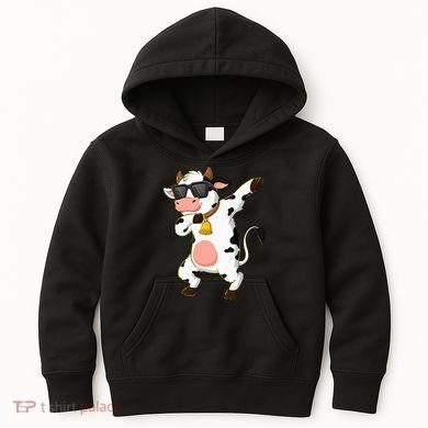 Dabbing Cow Wearing Sunglasses Dab Dance Kids Hoodie