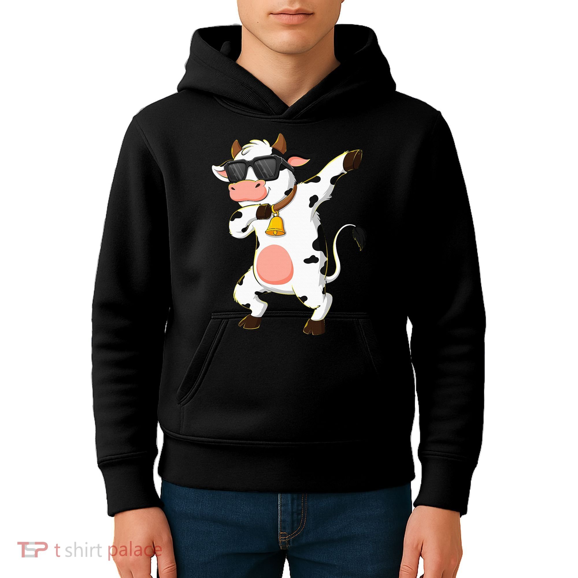 Dabbing Cow Wearing Sunglasses Dab Dance Kids Hoodie