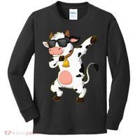 Dabbing Cow Wearing Sunglasses Dab Dance Kids Long Sleeve Shirt thumb 0