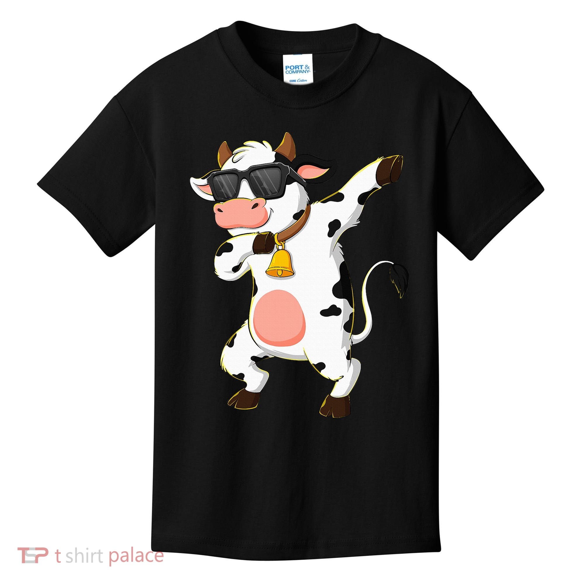 Dabbing Cow Wearing Sunglasses Dab Dance Kids T-Shirt