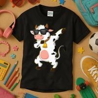 Dabbing Cow Wearing Sunglasses Dab Dance Kids T-Shirt thumb 3