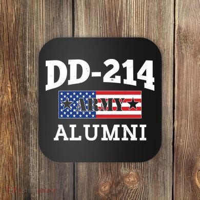 DD-214 Army Alumni US American Flag Coaster