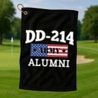 DD-214 Army Alumni US American Flag Golf Towel thumb 1