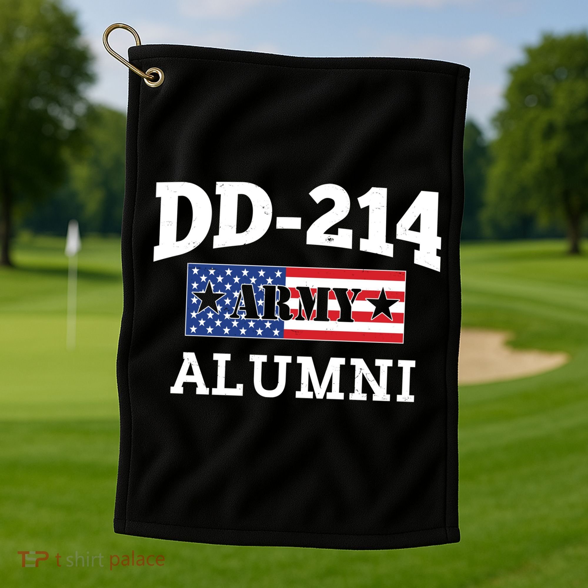 DD-214 Army Alumni US American Flag Golf Towel
