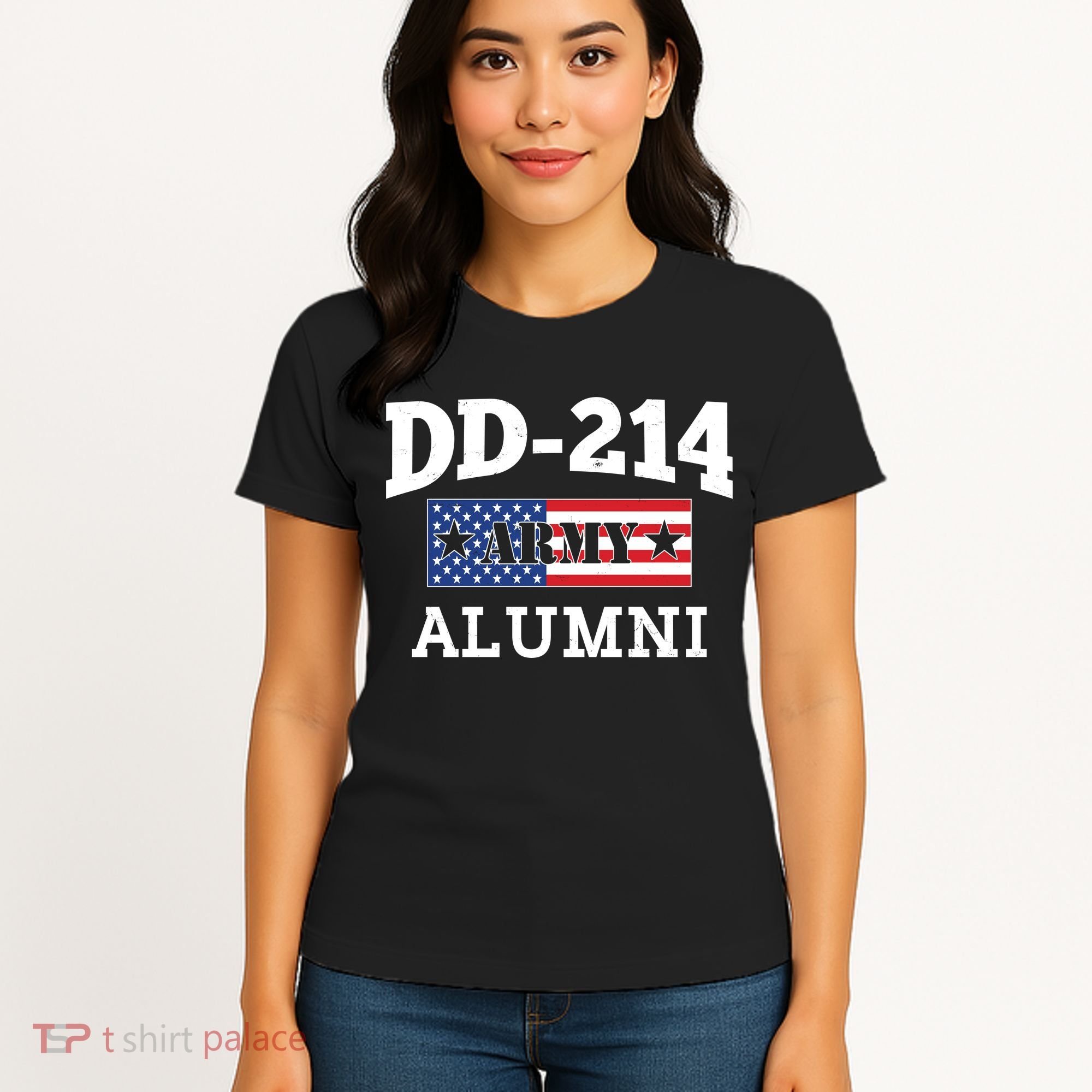 DD-214 Army Alumni US American Flag Women's T-Shirt