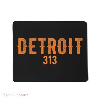 Design Detroit 313 Orange Text Apparel Mousepad