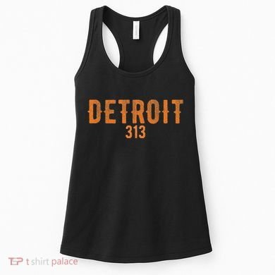 Design Detroit 313 Orange Text Apparel Women's Tank Top
